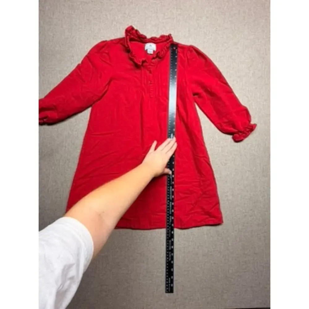 Petite Plume Girls Size 10 Red Ruffle Long Sleeve Nightgown Pajama Dress